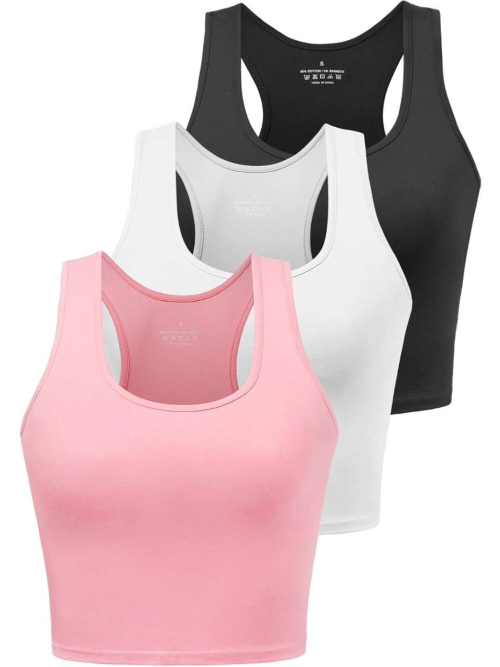 3 Pack Women's Cotton Sleeveless Crop Tops for Yoga, Workout & Casual Wear